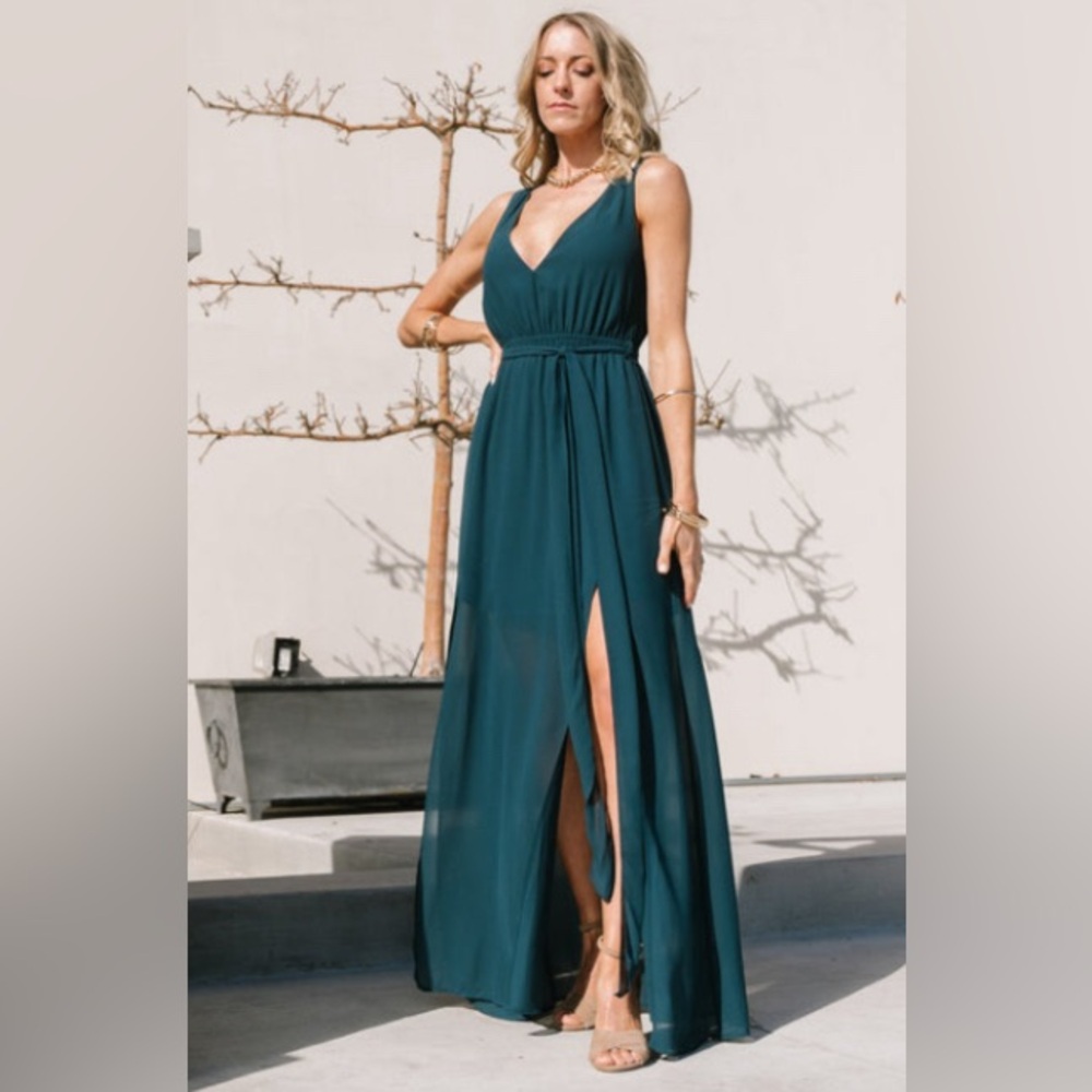 Floor length dress with slits
